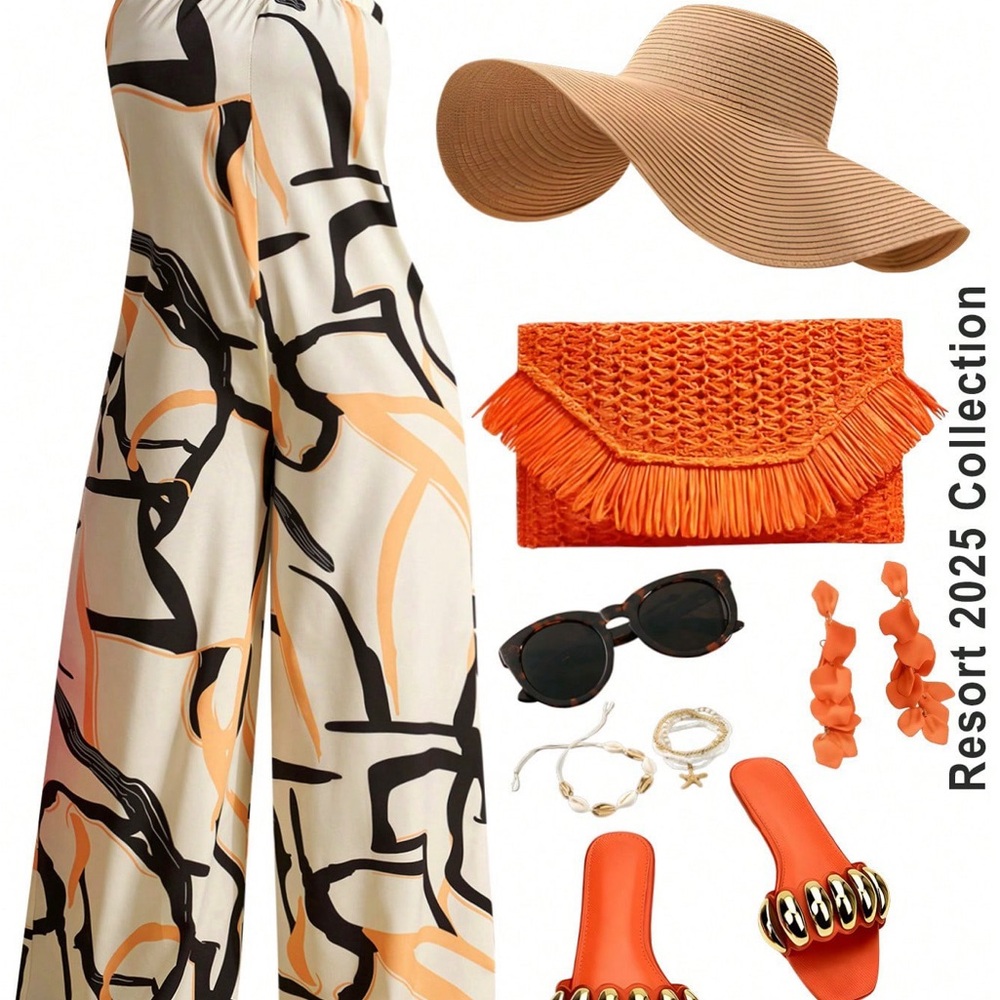 Stylish Abstract Print Wide-Leg Pants
